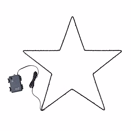 MiniSun Battery Operated Small Black Outdoor Integrated Warm White LED Star String Lights, IP44 Rated