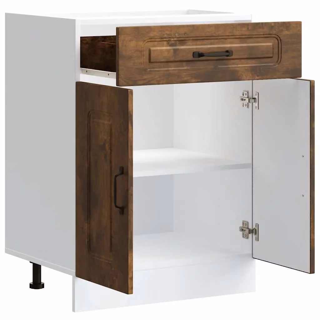 Berkfield Home Kalmar Kitchen Base Cabinet in Smoked Oak Brown Engineered Wood – 4
