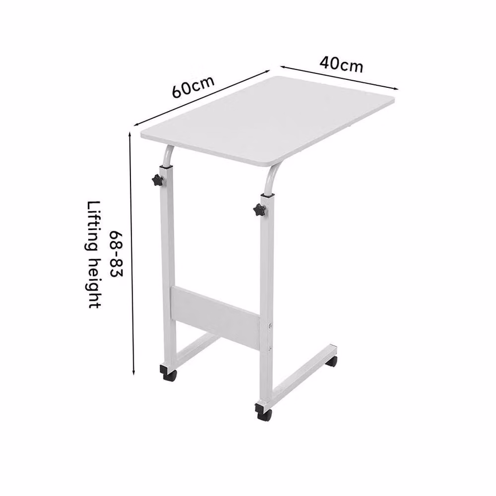 EONLION Height Adjustable Mobile Overbed Laptop Desk Stand in White – 2