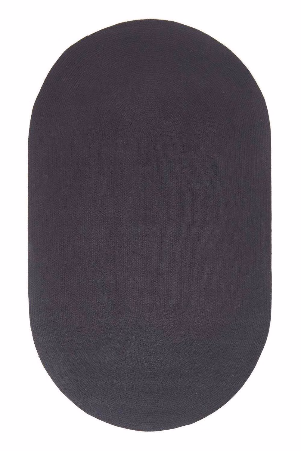 Homescapes Handmade Woven Braided Oval Cotton Rug in Black, W: 110 cm, L: 170 cm – 2