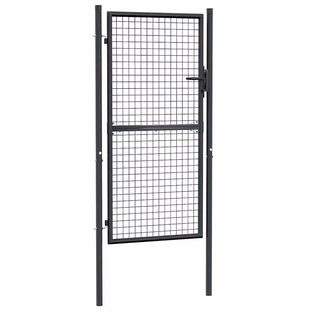 Berkfield Home Single Mesh Swing Garden Gate in Grey Galvanised Steel, W: 100 cm, H: 225 cm – 2