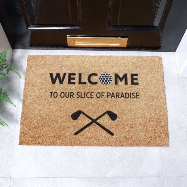 Artsy Mats Welcome To Our Slice of Paradise Doormat, Brown, W: 60 cm, D: 40 cm