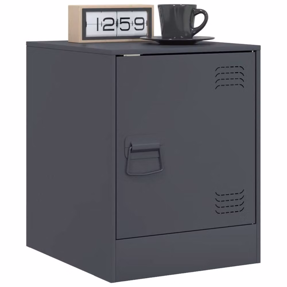 Berkfield Home Set of 2 Anthracite Metal Bedside Cabinets, W/D/H: 34.5 x 39 x 44 cm – 2
