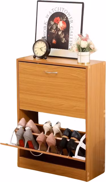 Pirlo Plush Modern Brown Pine Hallway Storage Cabinet with Internal Drawers and Shelves