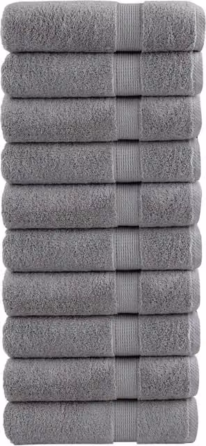Berkfield Home SOLUND Premium Cotton Terry Hand Towels, Grey, 10 Pack, W: 50 cm, L: 100 cm, 600gsm – 1
