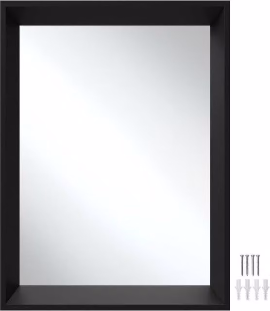 tectake Minimalist Rectangular Wall Mirror in Black, W/H: 50 x 70 cm – 8