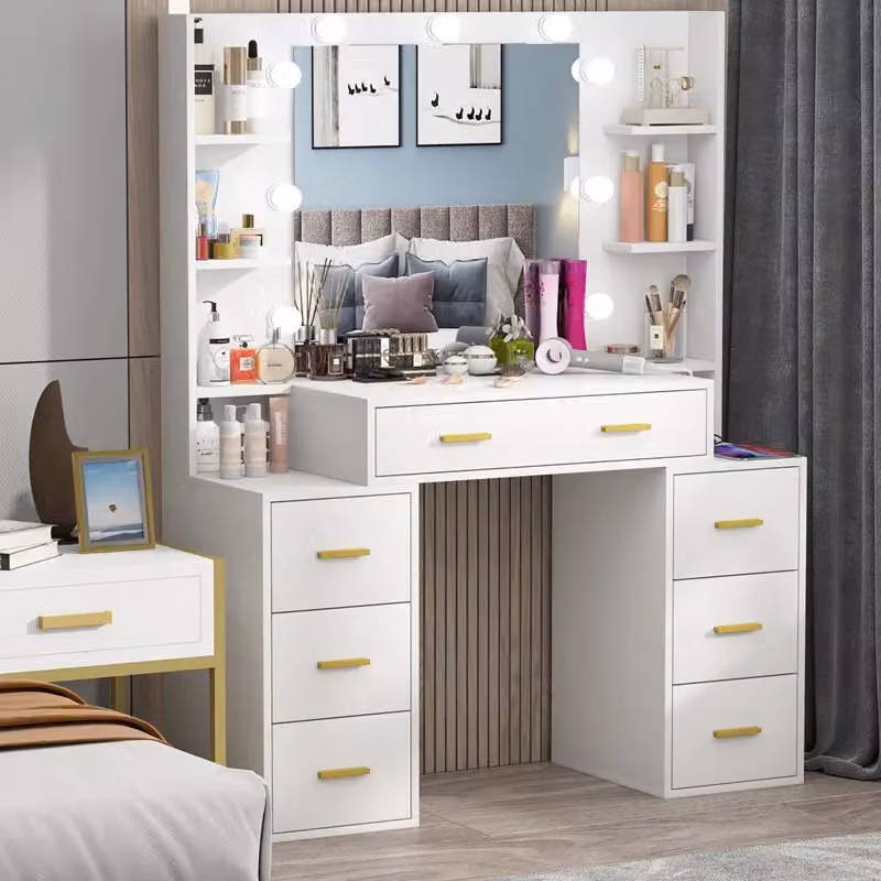RAC3 Luxury White Hollywood LED Vanity Makeup Table with Large Storage Drawers – 2