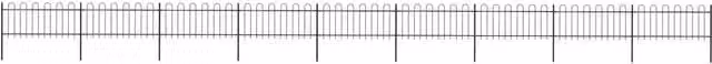 Berkfield Home Black Powder-Coated Steel Hoop Top Garden Fence