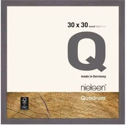 Nielsen Design Quadrum Square Wooden Picture Frame with Protective Glass in Mid Grey, W/H: 30 x 30 cm
