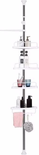 Flavora 4-Tier Hanging Shower Caddy and Kitchen Storage Shelf in White, W: 180 cm, H: 180 cm