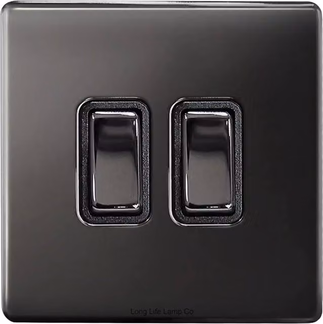 SPETLEK Double Wall Switch 2 Gang 2 Way in Black