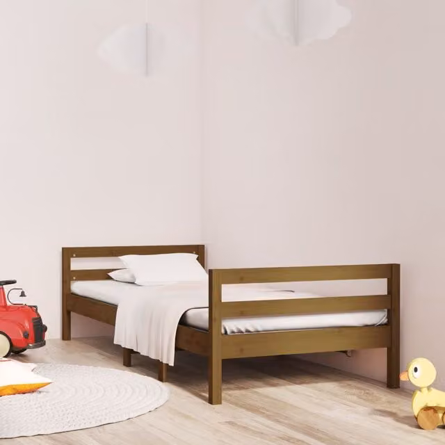 Berkfield Home Small Single Solid Wood Pine Bed Frame, Honey Brown, W: 75 cm, L: 190 cm – 1