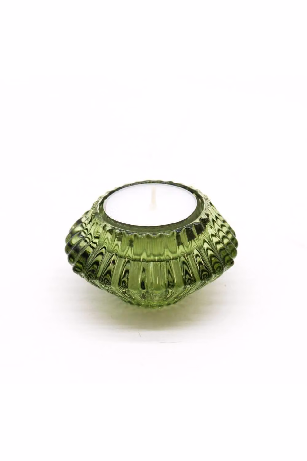 KDMD Jade Flower Glass Tealight and Taper Candle Holder in Green – 2
