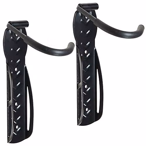 VonHaus Black Steel Wall Mounted Bike Storage Hooks, 2-Pack