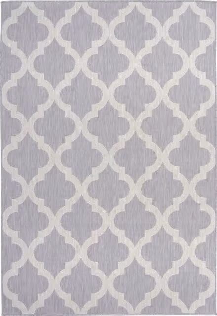 The Rugs Ecology Collection Moroccan Striped Outdoor Rug in Grey and Multicolour, Width: 120 cm