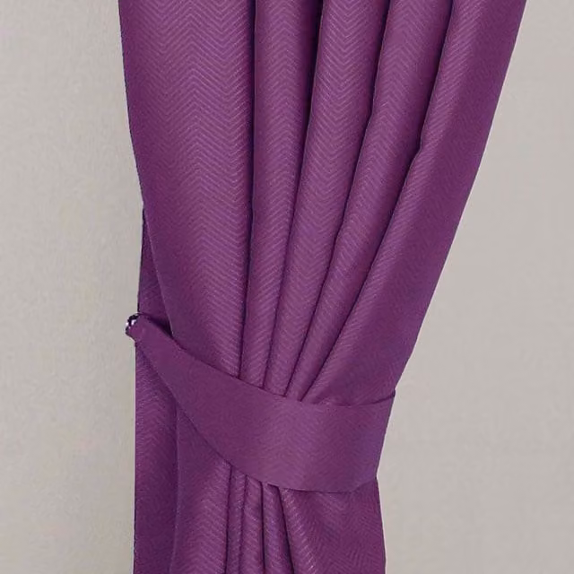 Homescapes Herringbone Chevron Curtain Tie Back Pair in Purple