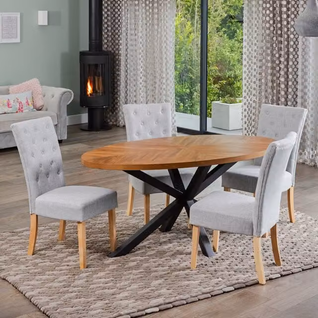 Artemis Home Modern Oval Dining Table Set with 4 Grey Chairs