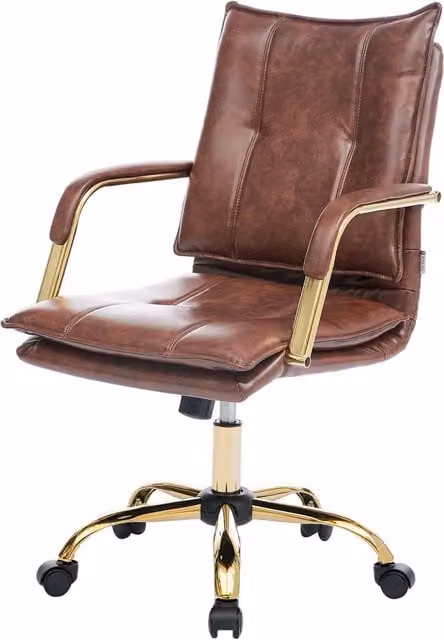 Garden Sanctuary Modern Brown PU Upholstered Task Chair with Armrests – 1