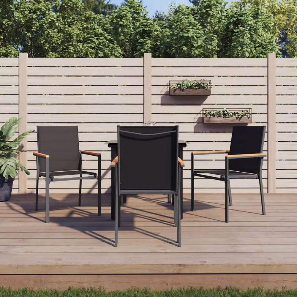 Berkfield Home 5 Piece Modern Garden Dining Set in Black Textilene and Steel – 2