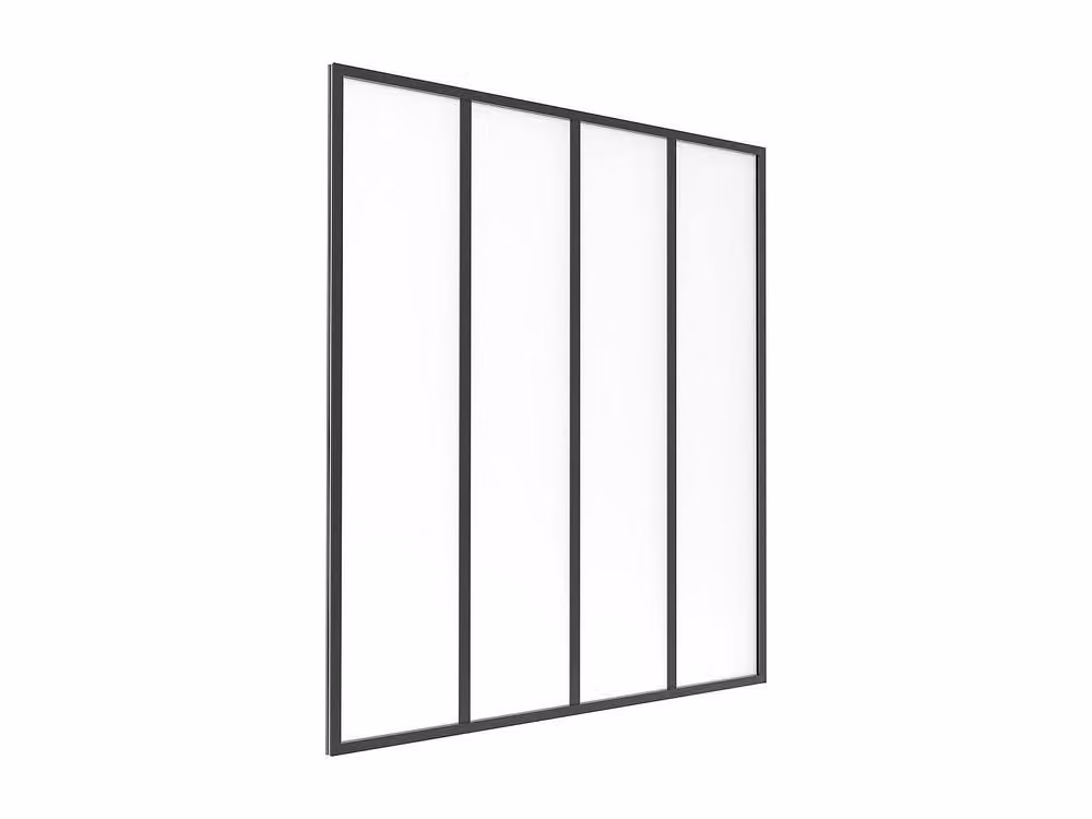 Vente-unique Studio Aluminium and Frosted Glass Roof in Black, W: 120 cm, D: 130 cm – 2