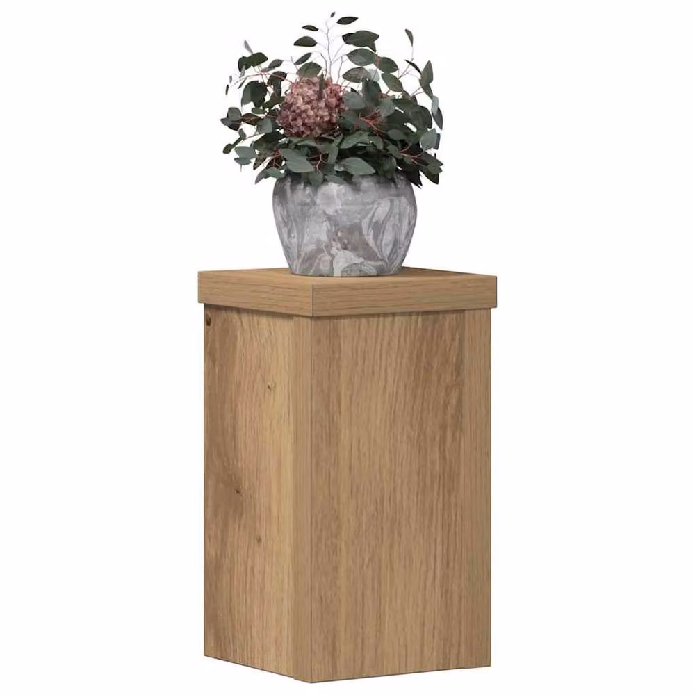 Berkfield Home Set of 2 Artisan Oak Wood Plant Stands, Brown, W/D/H: 10 x 10 x 18 cm – 3