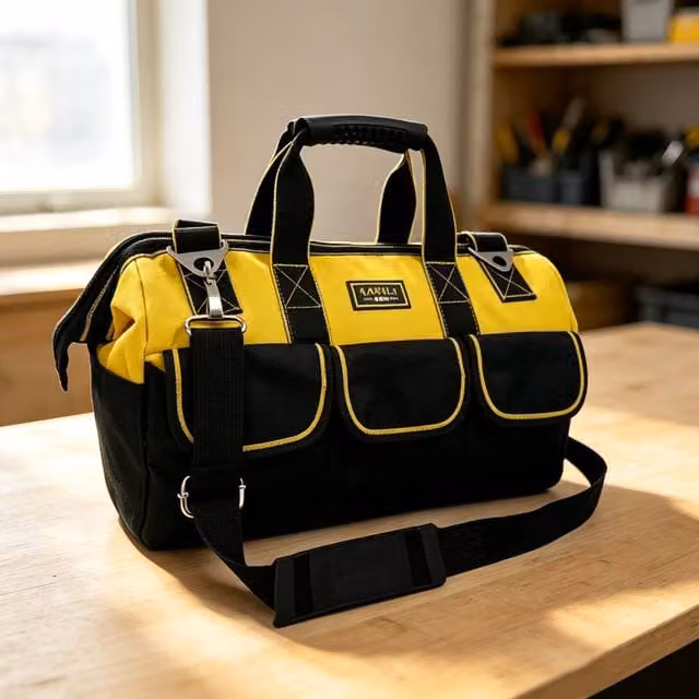 EONLION 20 inch Hard Base Tool Bag Storage Case with Shoulder Strap, Black