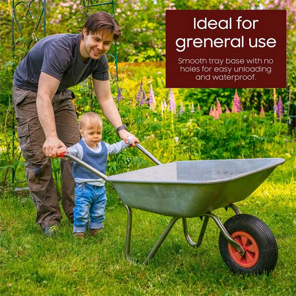 Nordara 65L Galvanised Metal Wheelbarrow with 12 inch Pneumatic Tyre in Silver – 2