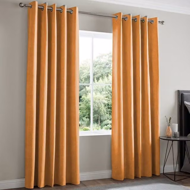 Terrys Florence Made to Measure Opaque Velvet Eyelet Curtain Panel in Orange