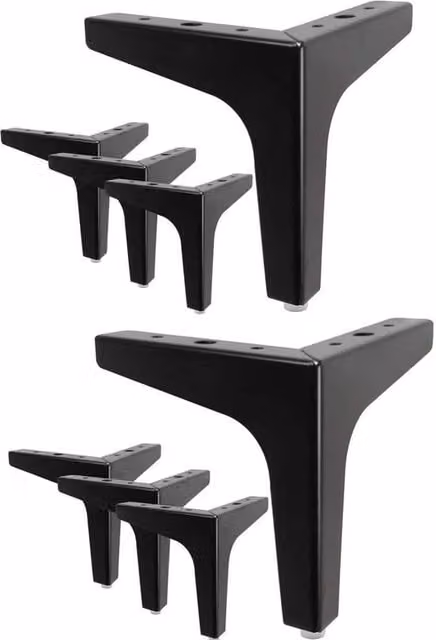 PAWNORA 8-Piece Black Metal Furniture Legs, 10.16 cm