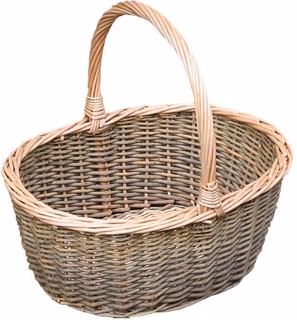 Red Hamper Small Wicker Hollander Shopping Basket in Brown and Green