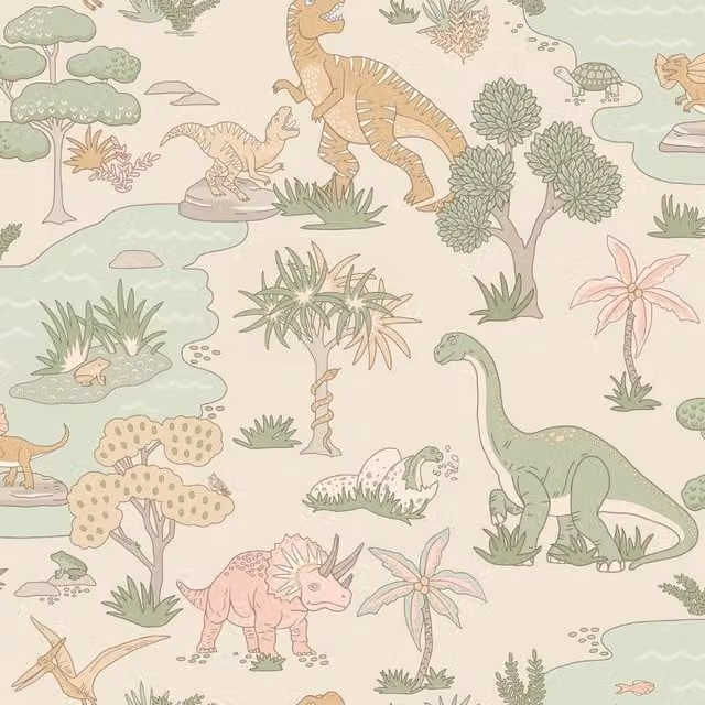 Holden Decor Dino Zoo Textured Animal Pattern Wallpaper in Beige