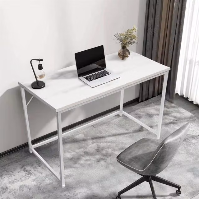 House of Home White Computer Desk with Metal Frame, W/D/H: 100 x 50 x 76 cm