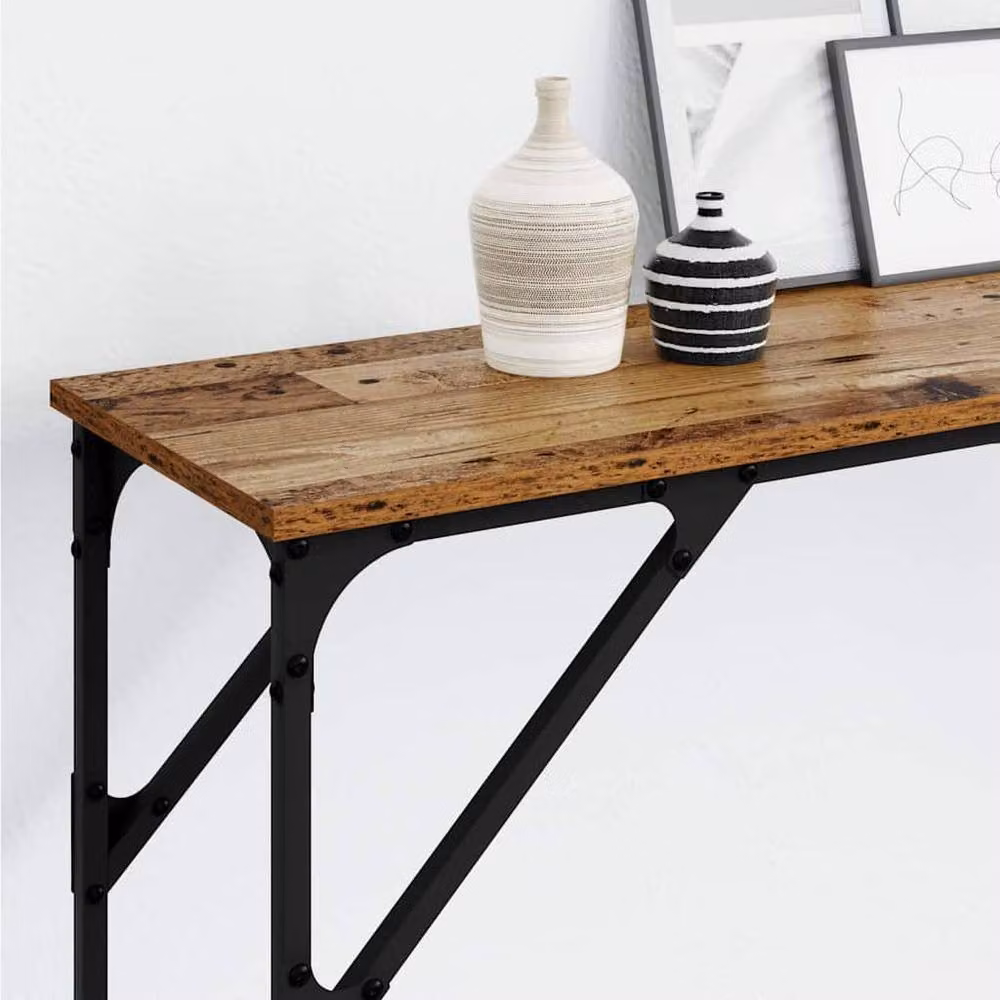 Berkfield Home Old Wood Console Table in Brown, W/D/H: 200 x 29 x 75 cm – 2