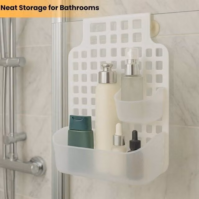 EONLION White Hanging Over Cupboard Door Shower Caddy Organiser – 1
