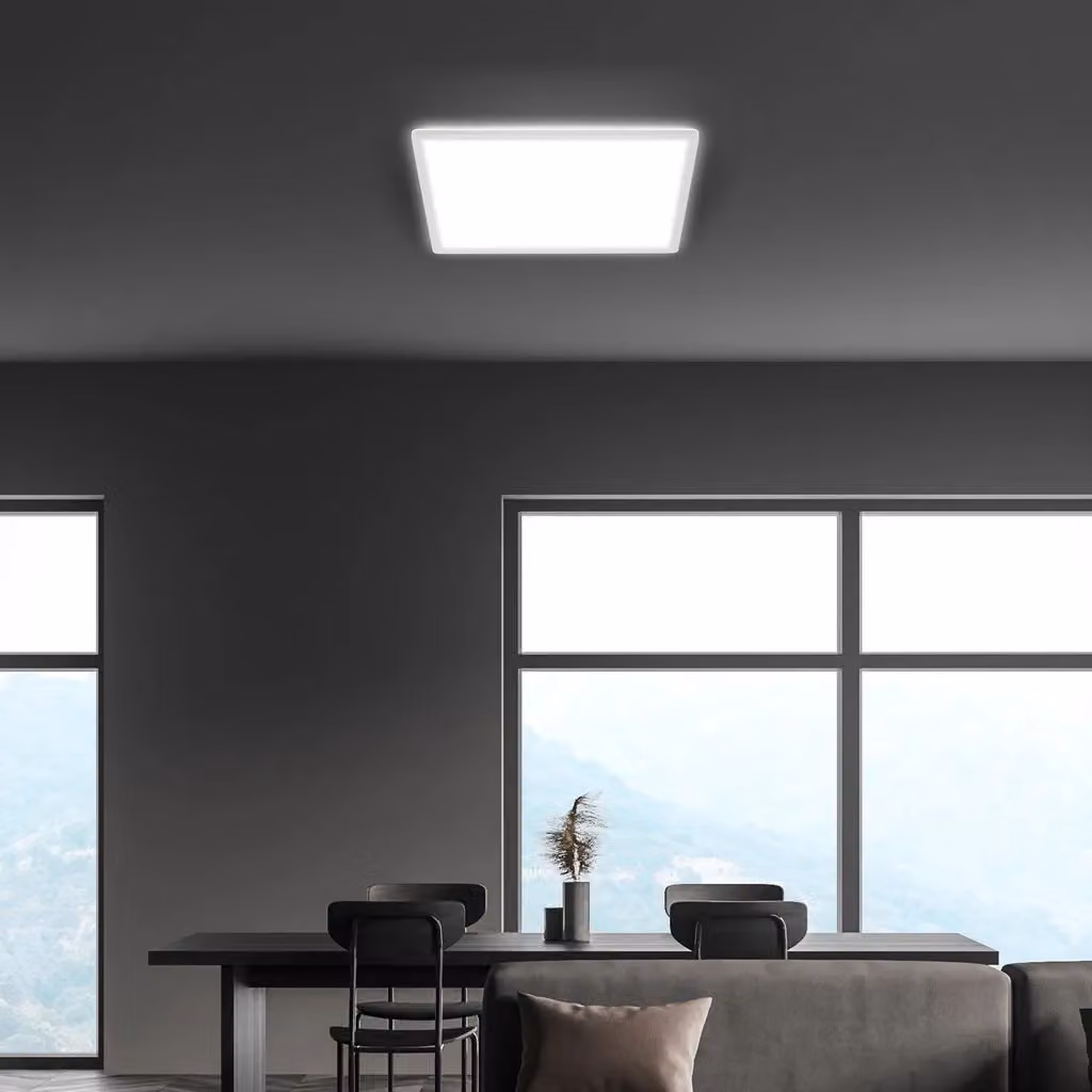 Briloner Leuchten Square LED Ceiling Light with Backlighting Effect, White, W/D/H: 42 x 42 x 2.9 cm – 3