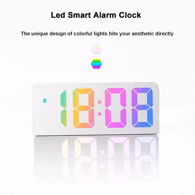 FLAVORA Electric Digital Alarm Clock with Mirror Display in White, W: 100 cm, H: 15 cm – 1