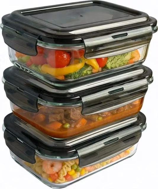 MantraRaj Airtight Glass Food Storage Containers with Snap Lid, 620ml, Clear and White