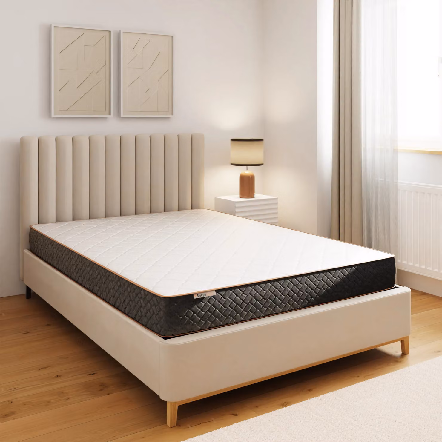 GFW SleepyCastle Rolled Pocket Sprung Mattress in White, W/D/H: 140 x 200 cm – 3