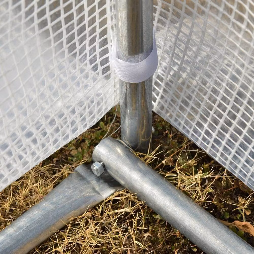 FLAVORA White Polytunnel Greenhouse Tent with Windows and Galvanised Steel Frame, 3 x 3 m – 3