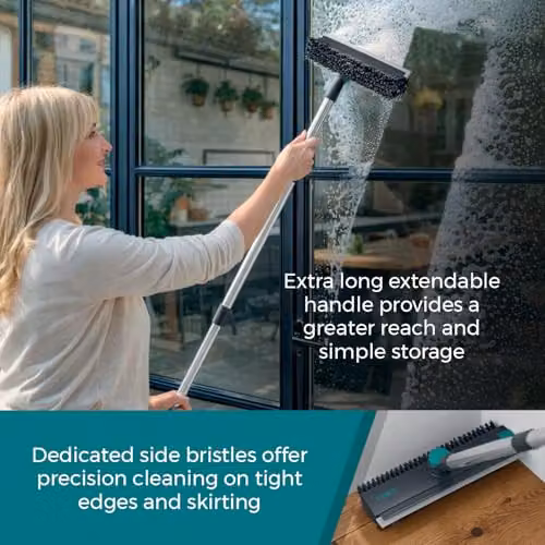 Tower 2-in-1 Floor Scrubber with Telescopic Handle and Squeegee, Anthracite and Petrol – 4
