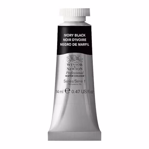 Winsor & Newton Professional Water Colour Paint, Ivory Black, 14 ml Tube