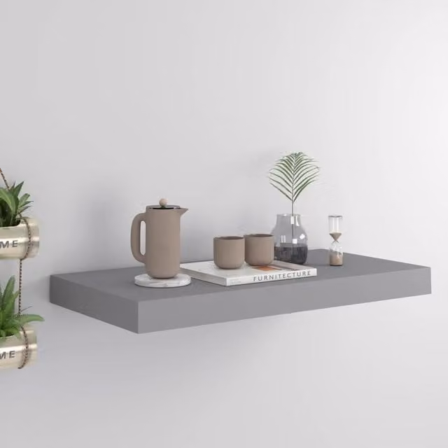 Berkfield Home Grey Floating Wall Shelf, W/D/H: 50 x 23 x 3.8 cm