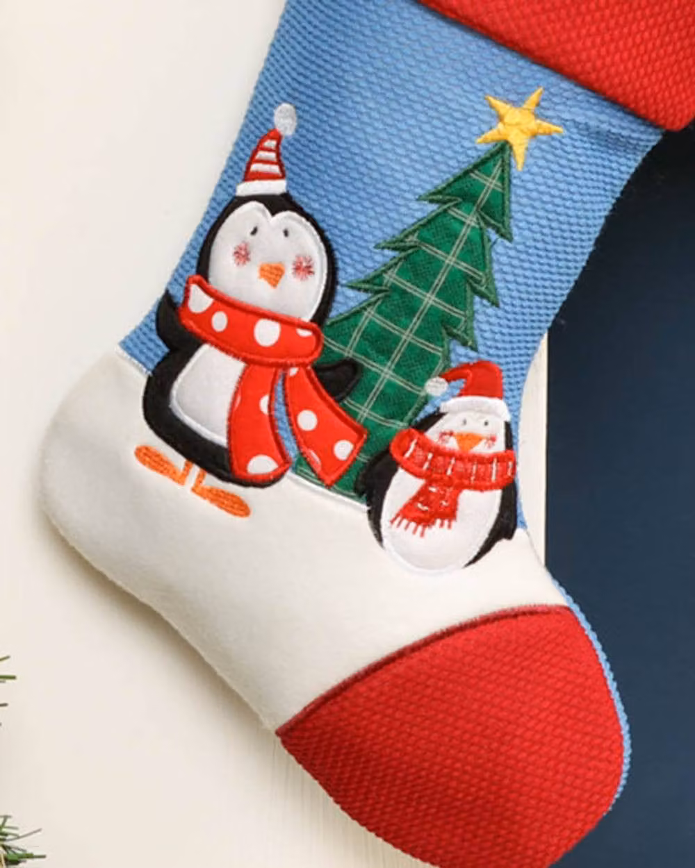 Dibor Luxury Penguin Christmas Stocking for Children in Red and Multicolour, Medium Size – 4