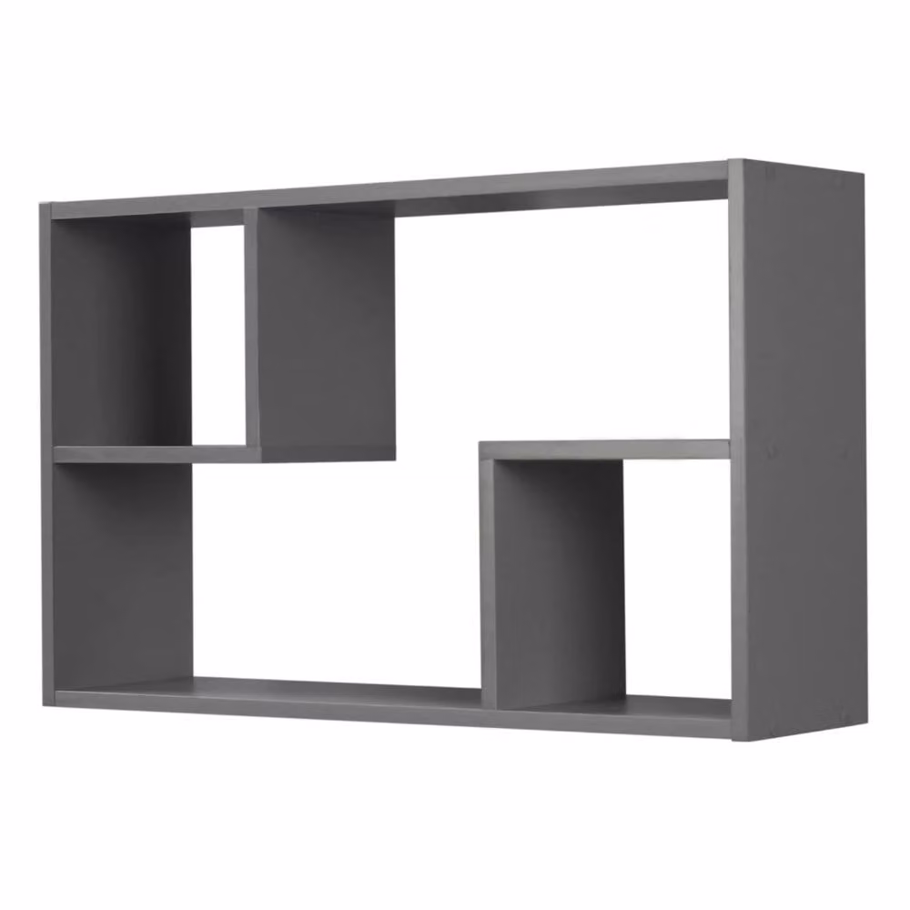 Kelvenix Rectangular Wooden Floating Wall Mounted Display and Storage Shelf in Grey, W: 61.0 cm, H: 38.0 cm, D: 16.5 cm – 2