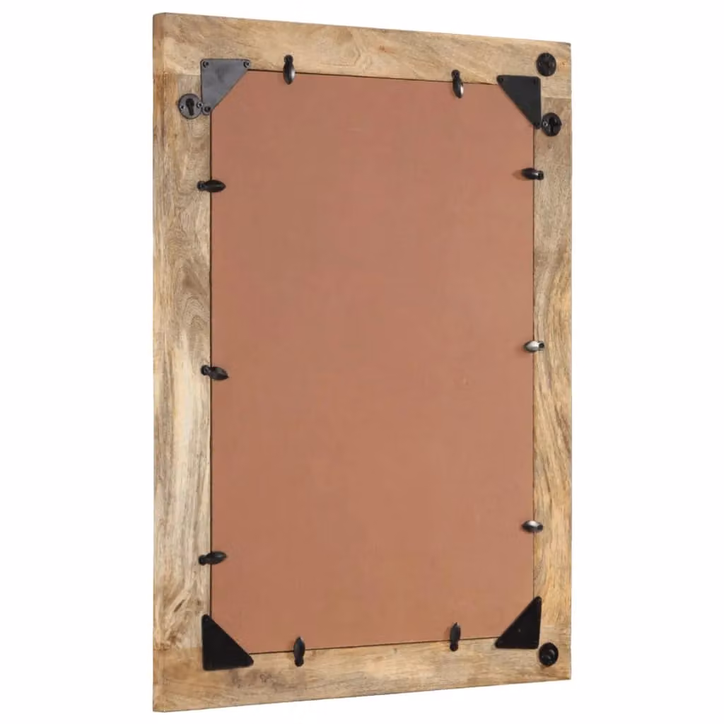 Berkfield Home Retro Rectangular Wall Mirror in Brown, Solid Wood and Glass, W: 50 cm, H: 70 cm, D: 2.5 cm – 3