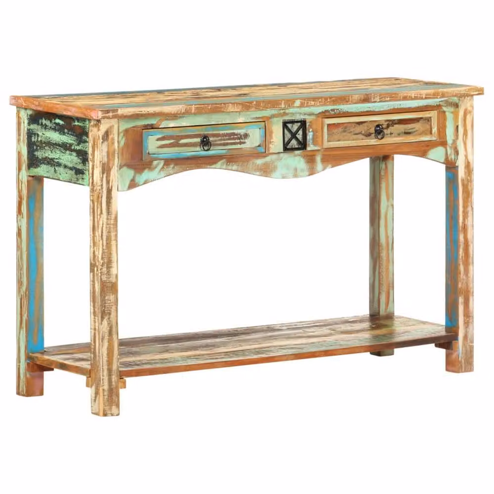 Berkfield Home Vintage Solid Reclaimed Wood Console Table, Multicolour, W/D/H: 120 x 40 x 75 cm – 2