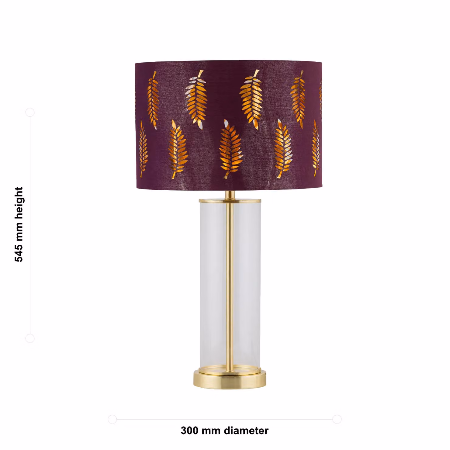 First Choice Lighting Aura Table Lamp in Gold and Red with Burgundy Fern Cut Out Shade – 3