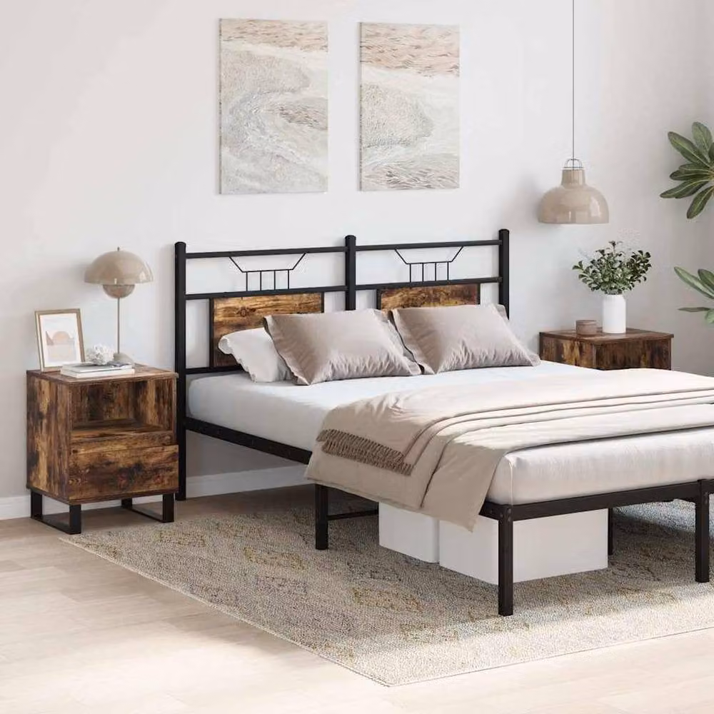 Berkfield Home Set of 2 Smoked Oak Bedside Cabinets in Brown, W/D/H: 40 x 35 x 50 cm – 2