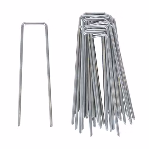 Harbour Housewares Galvanised Steel Weed Membrane Pegs, Silver, Pack of 40