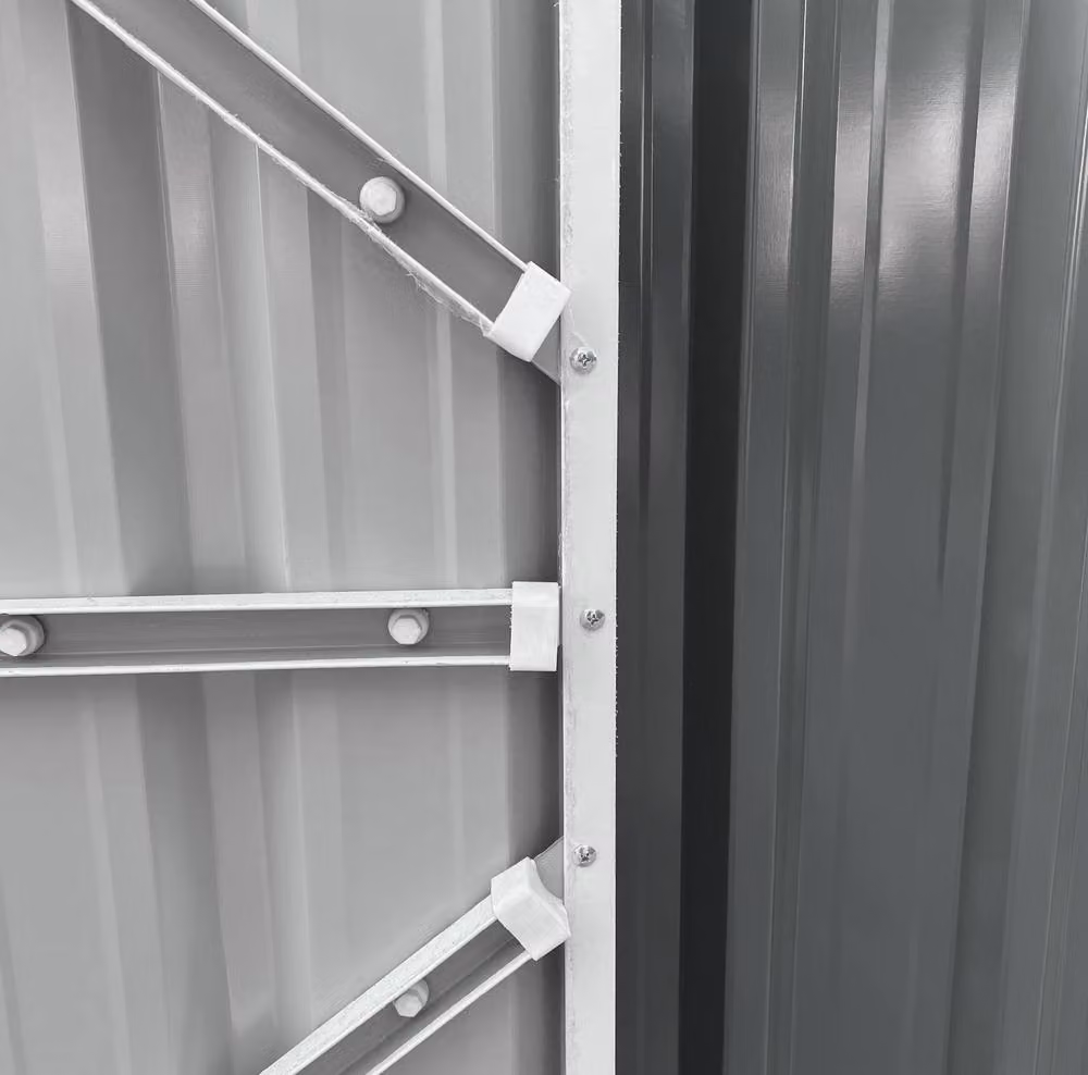 STILVORA Grey Steel Garden Storage Shed with Lockable Double Doors and Window, W: 420 cm, H: 200 cm, D: 200 cm – 8